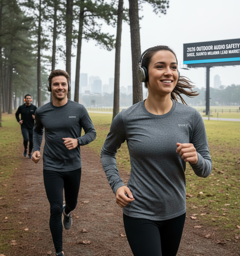 2026 Bone Conduction Headphone Market: Shokz, Suunto, and Mojawa Lead Outdoor Audio Safety — AI-generated illustration