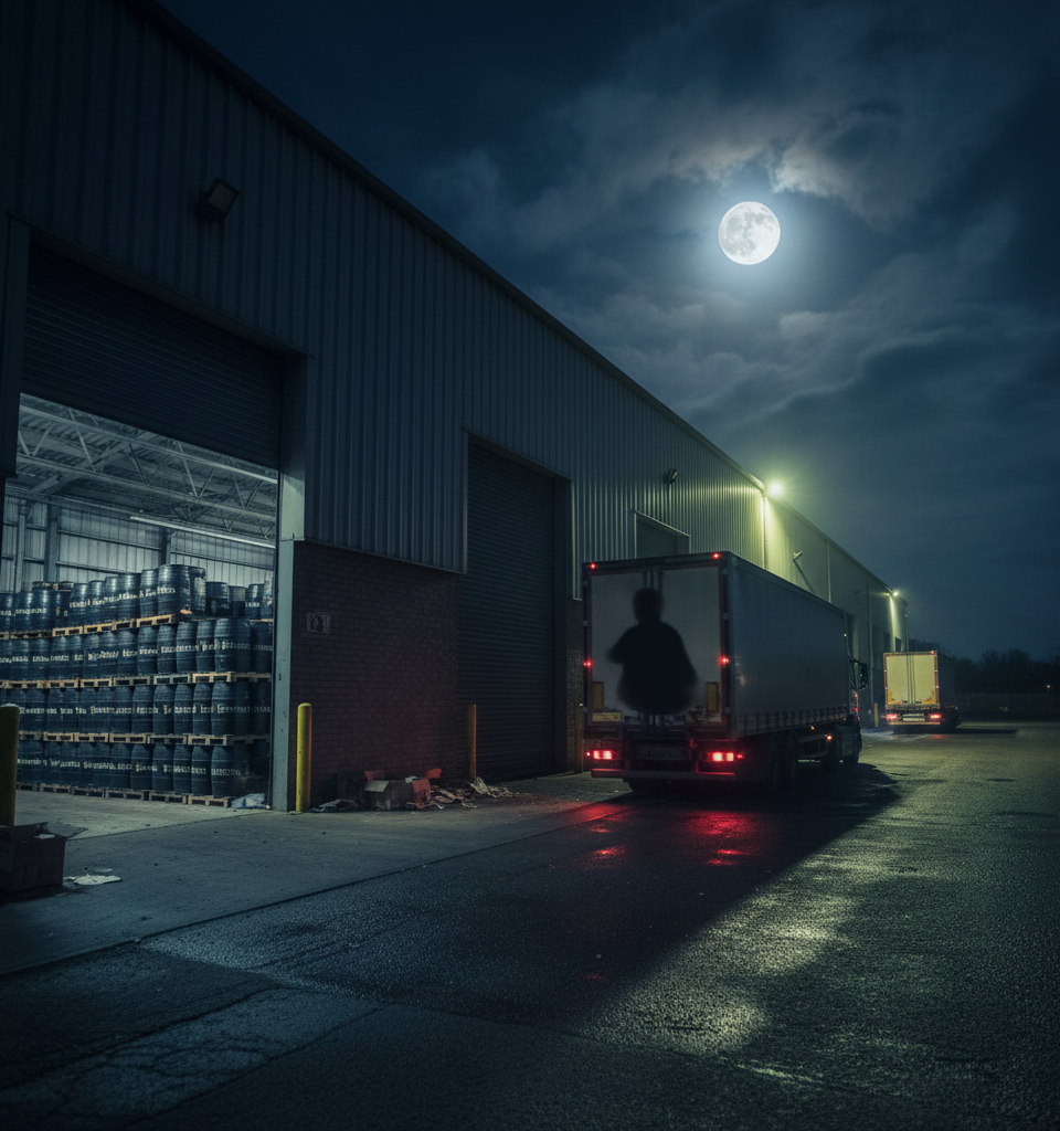 $277K Guinness Heist: Thieves Target UK Depot Twice in Two Hours — AI-generated illustration