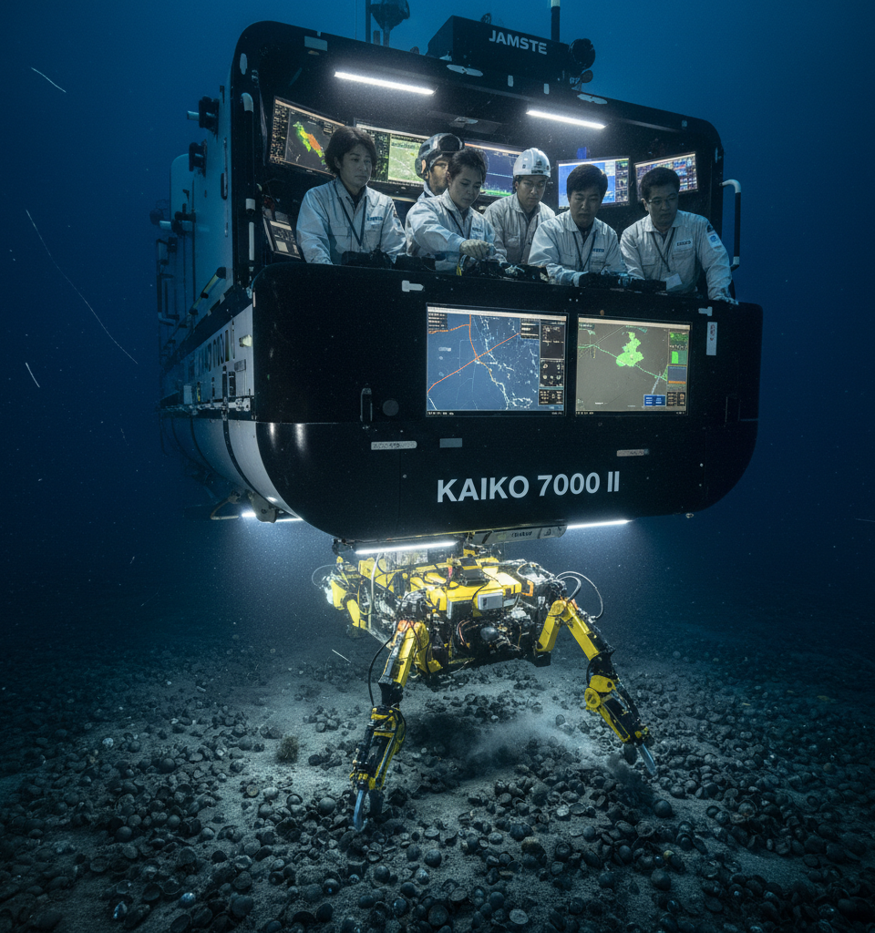 6,000 Meters Under the Pacific, Japan Seeks Independence From China on Rare Earths — AI-generated illustration