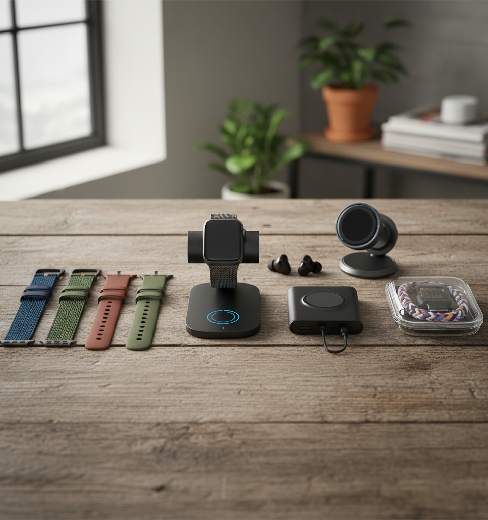 8 Best Apple Watch Accessories (2026): Bands, Chargers, and More — AI-generated illustration