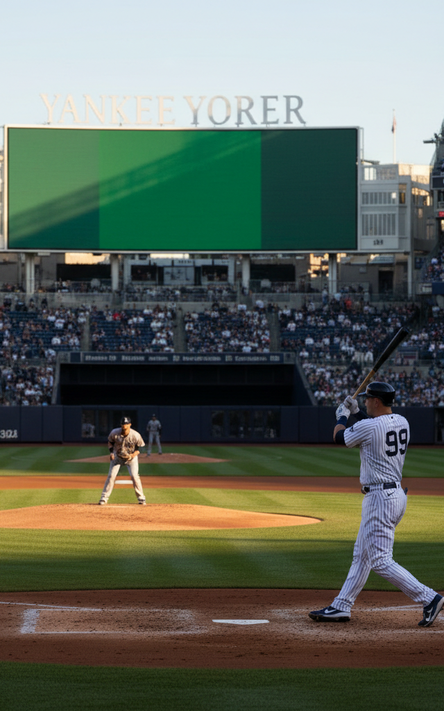 Aaron Judge Returns to Yankees Lineup After Injury Layoff — AI-generated illustration