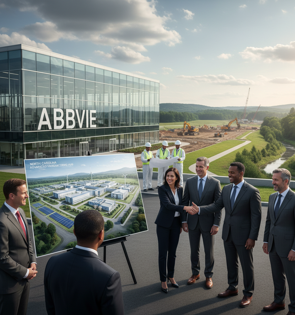 AbbVie Selects North Carolina for $1.4B Advanced Manufacturing Hub, Boosting Pharmaceutical Production — AI-generated illustration