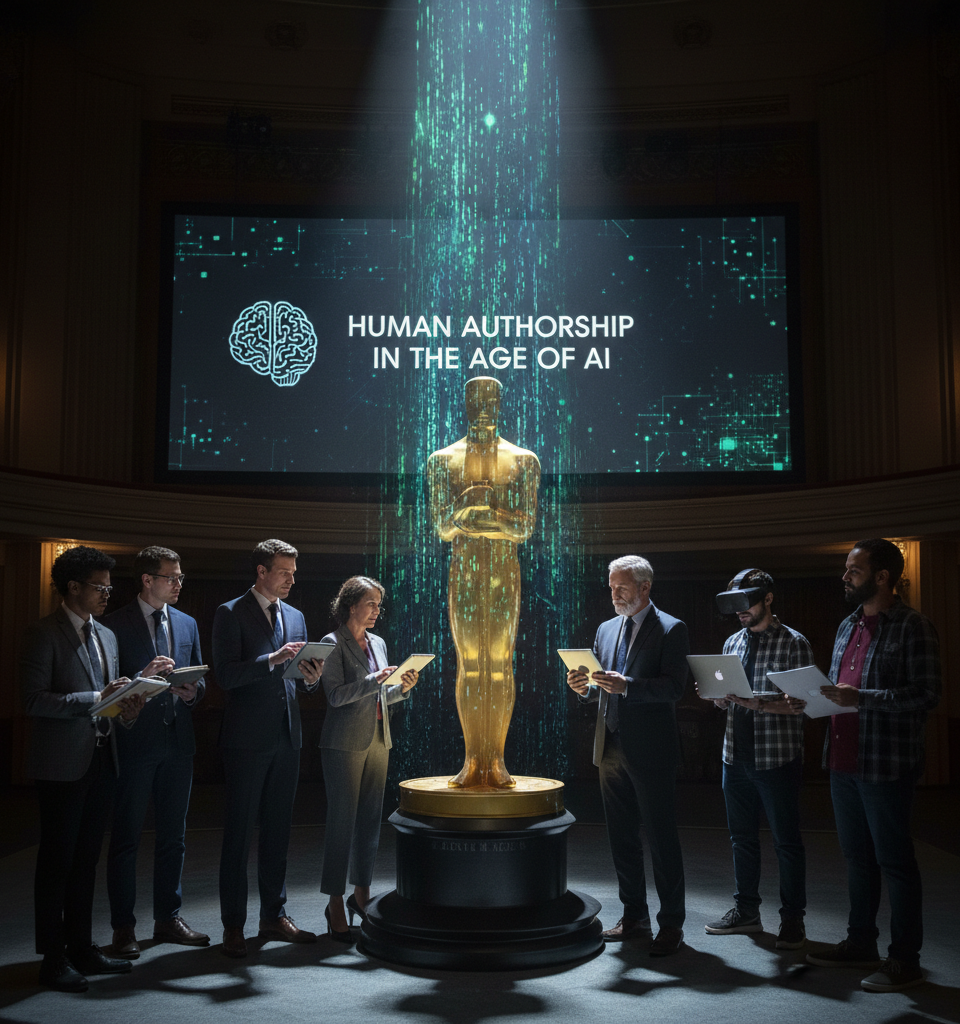 Academy of Motion Picture Arts and Sciences Defines Human Authorship Amidst AI Revolution — AI-generated illustration