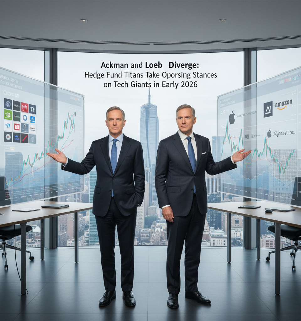 Ackman and Loeb Diverge: Hedge Fund Titans Take Opposing Stances on Tech Giants in Early 2026 — AI-generated illustration