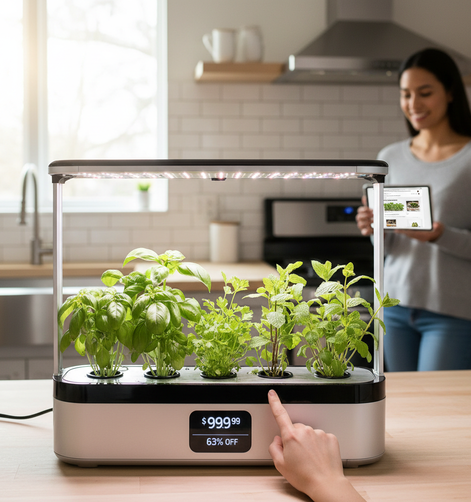 Aerogarden Hydroponic System Available at 63% Discount, Priced Under $100 — AI-generated illustration
