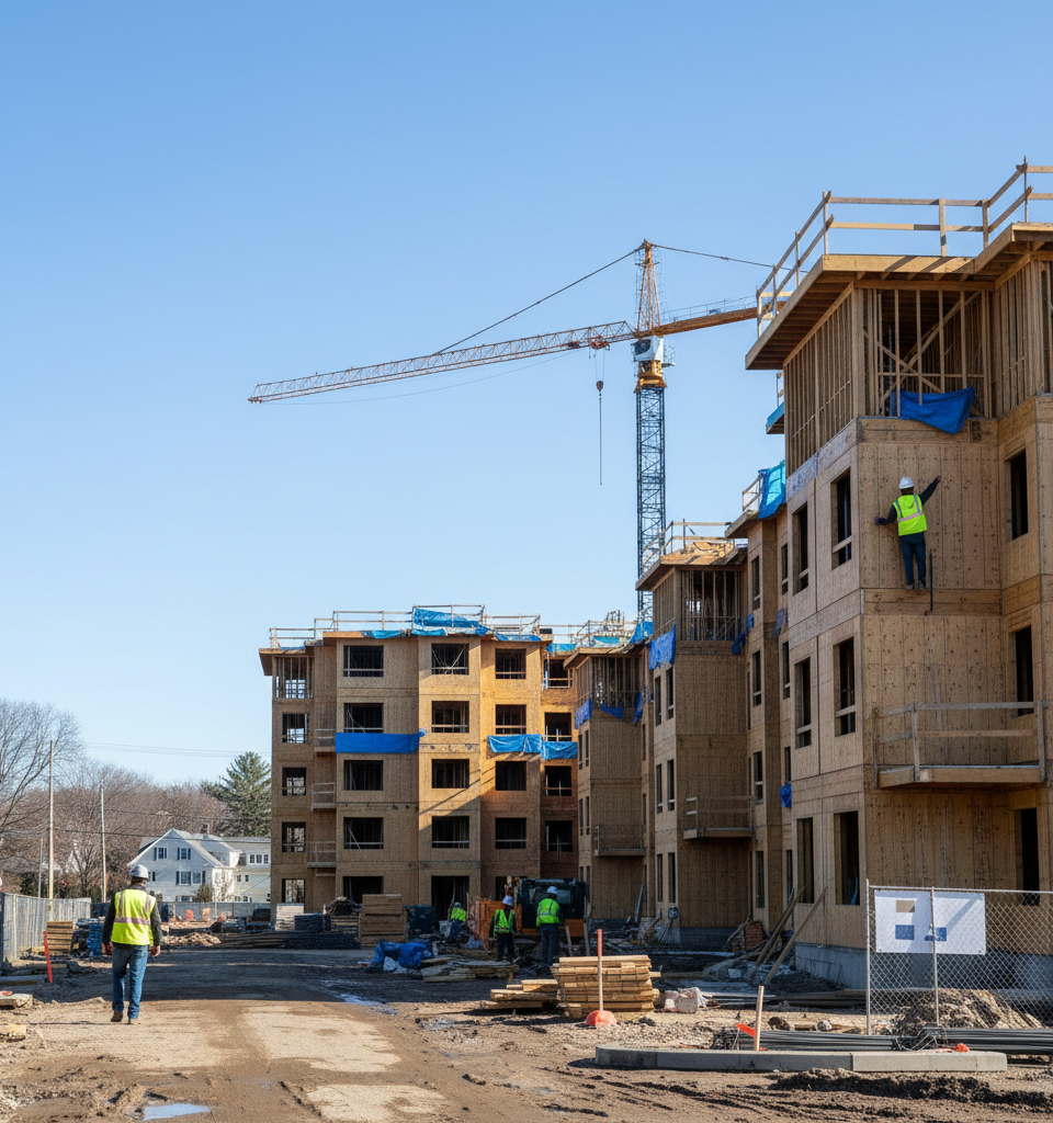 Affinius Capital, Axonic Capital Fund $48M Suburban Boston Apartment Project — AI-generated illustration