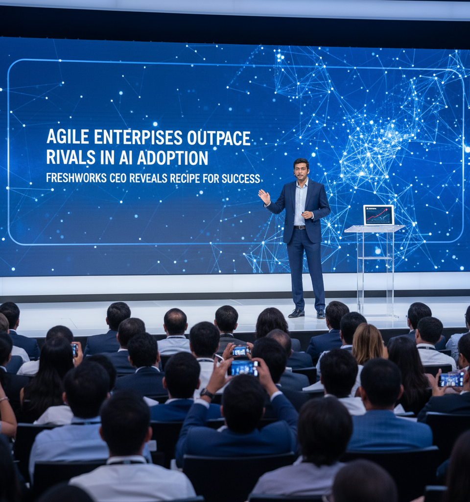Agile Enterprises Outpace Rivals in AI Adoption: Freshworks CEO Reveals Recipe for Success — AI-generated illustration