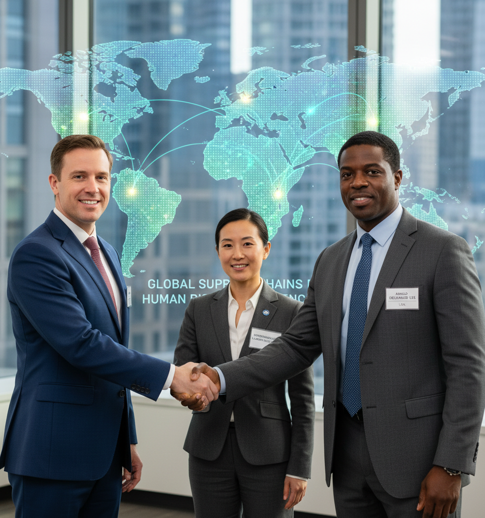 Ahold Delhaize USA Joins Responsible Labor Initiative to Enhance Human Rights in Global Supply Chains — AI-generated illustration