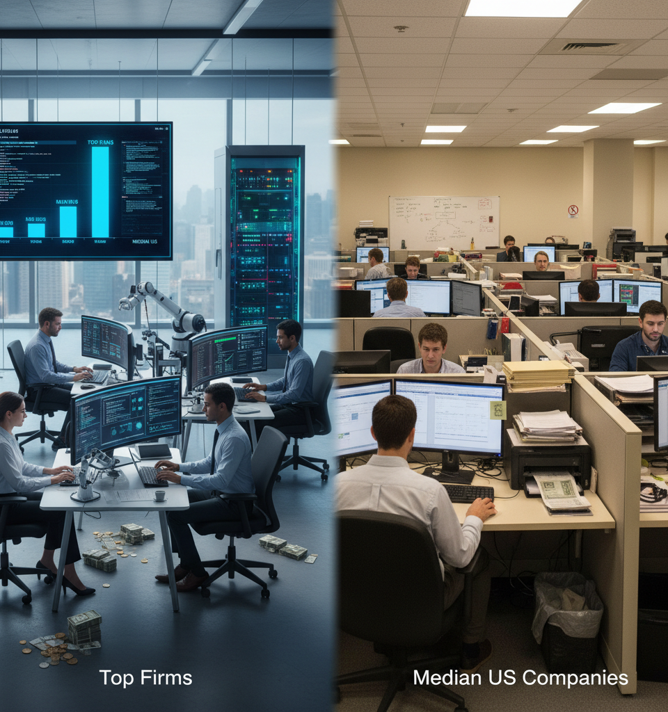 AI Adoption Gap: Top Firms Spend 680x More Per Employee Than Median US Companies — AI-generated illustration