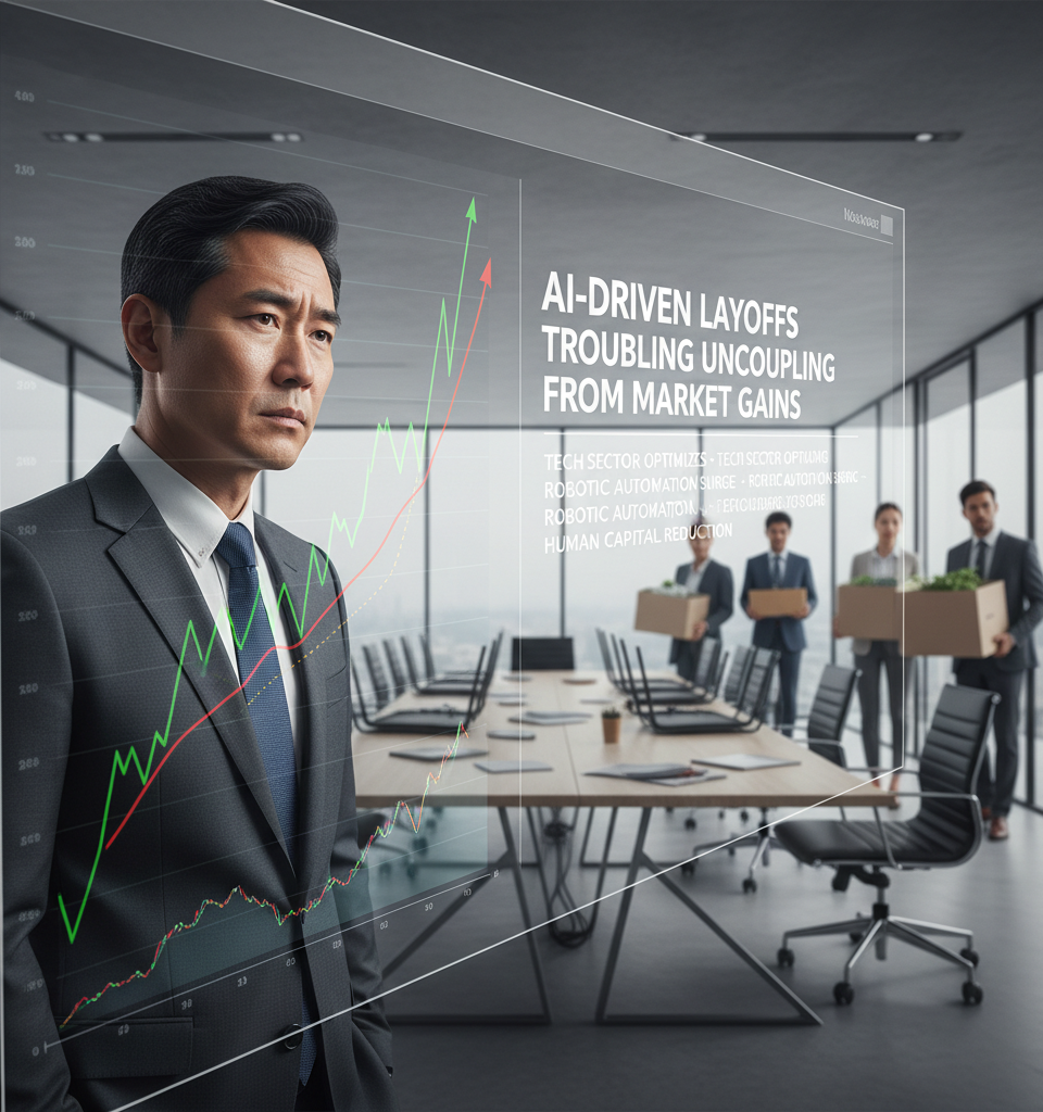 AI-Driven Layoffs: A Troubling Uncoupling From Stock Market Performance — AI-generated illustration