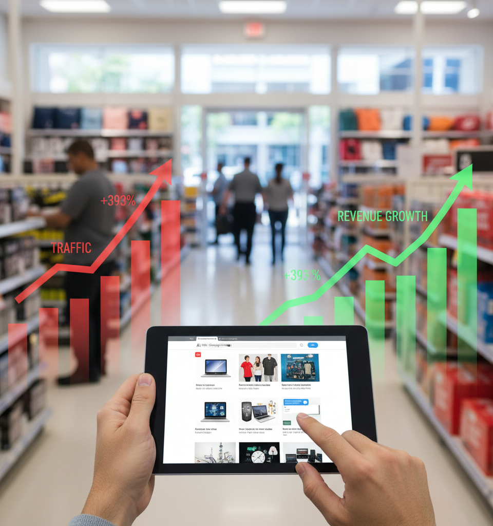AI-Driven Traffic Soars 393% to US Retailers in Q1, Fueling Significant Revenue Growth — AI-generated illustration