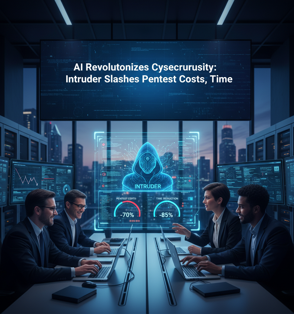 AI Revolutionizes Cybersecurity: Intruder Slashes Pentest Costs, Time — AI-generated illustration