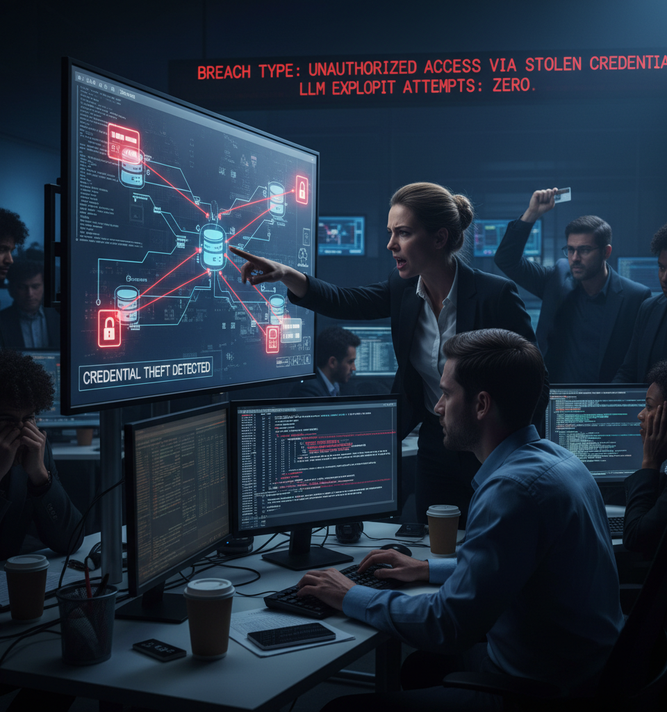 AI's Achilles' Heel: Credential Theft Plagues LLM Security, Not Model Exploits — AI-generated illustration