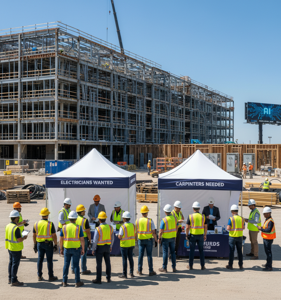 AI's Infrastructure Demands: A Surge in Recruitment for Electricians and Carpenters — AI-generated illustration