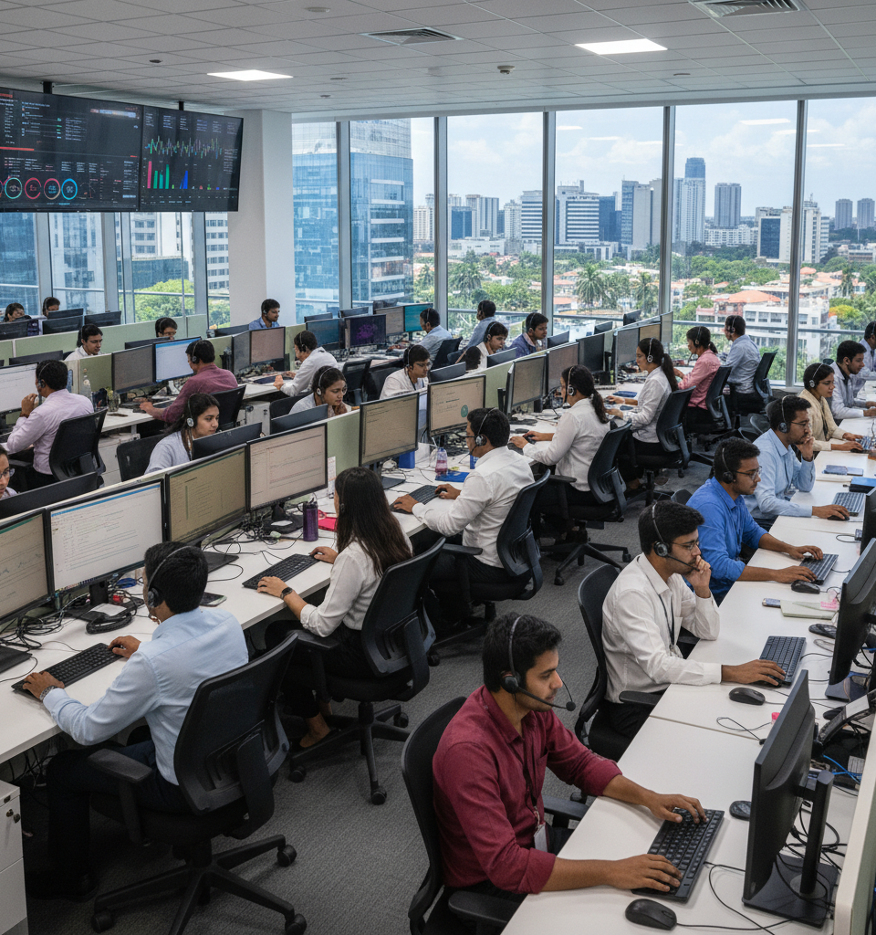 AI's Paradox: Offshore Call Center Employment Soars Despite Automation Boom — AI-generated illustration