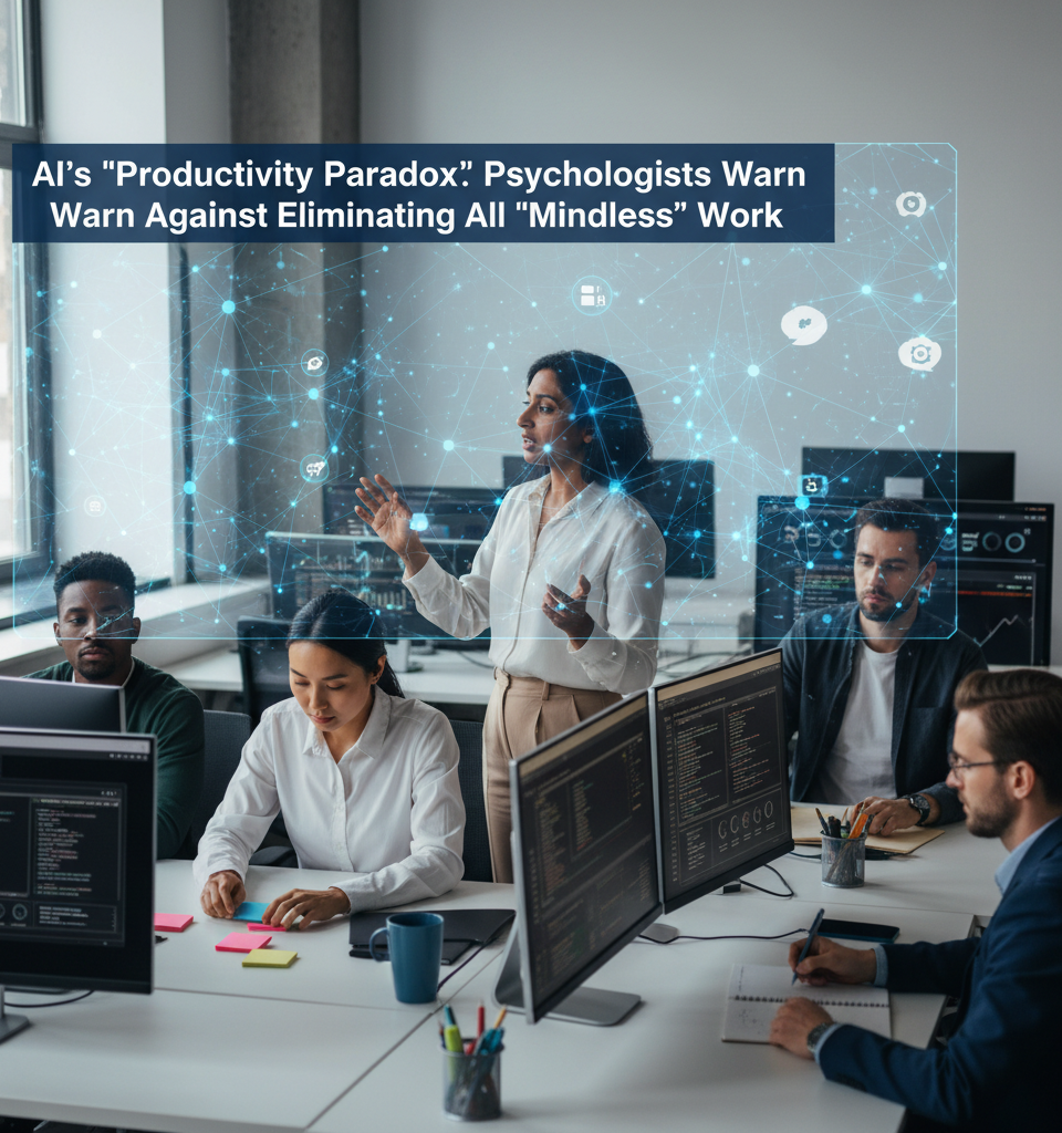 AI's 'Productivity Paradox': Psychologists Warn Against Eliminating All 'Mindless' Work — AI-generated illustration