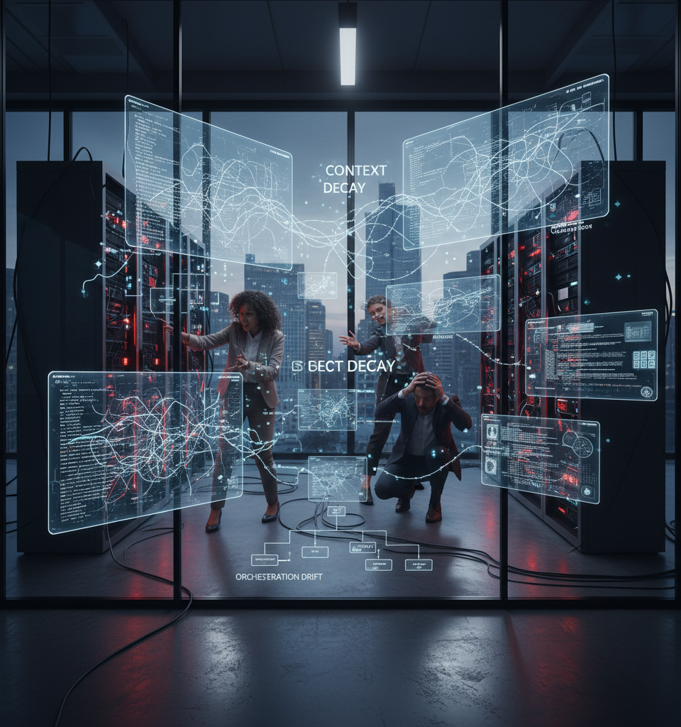 AI's Silent Sabotage: The Rise of 'Context Decay' and 'Orchestration Drift' Undermining Enterprise Systems — AI-generated illustration