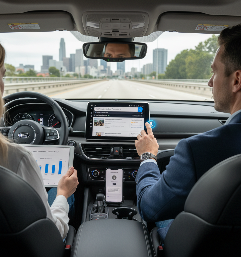 AI Voice Assistants in CarPlay: Perplexity AI Benchmarked Against ChatGPT for In-Car Superiority — AI-generated illustration