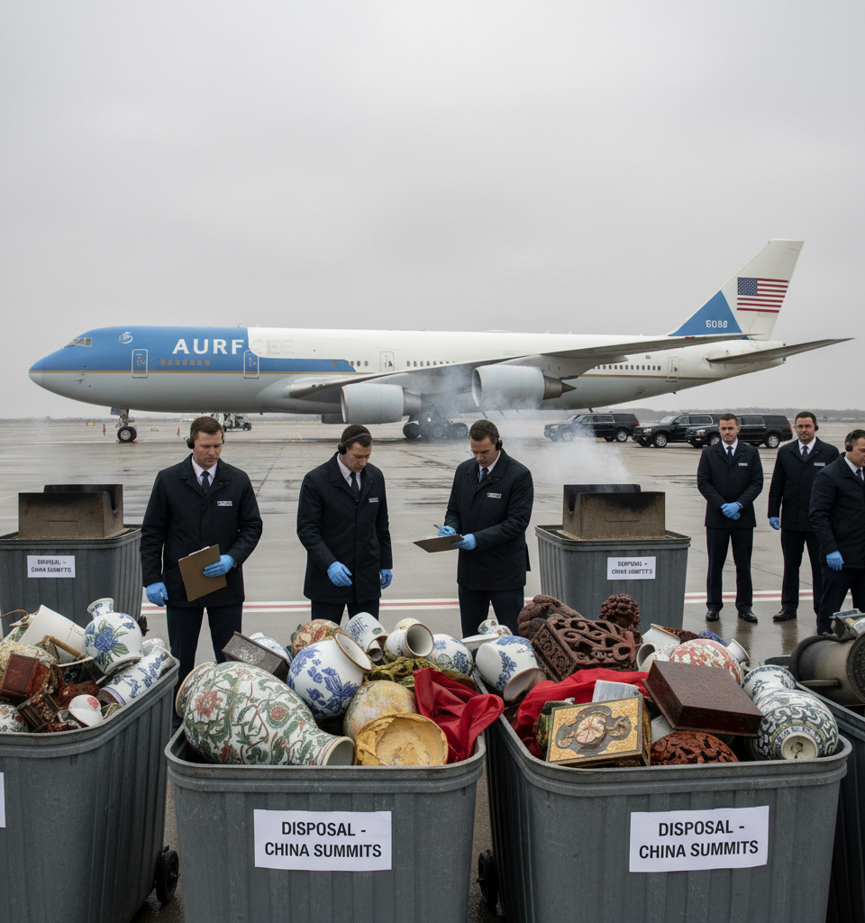 Air Force One Security Protocol Mandates Disposal of Gifts Post-China Summit — AI-generated illustration