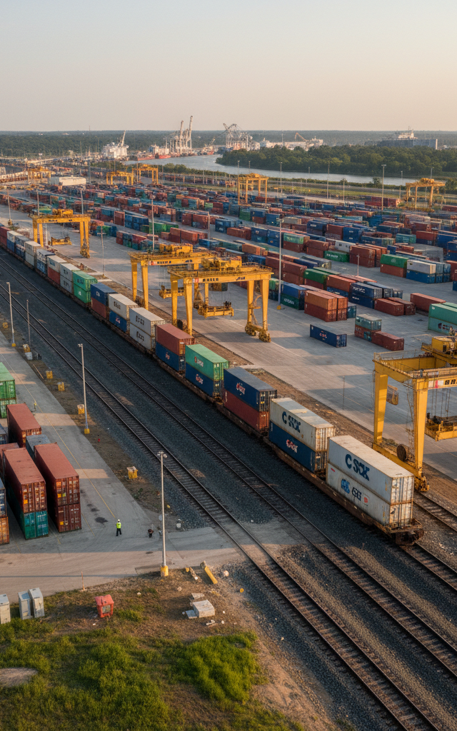 Alabama's New $100M Inland Rail Terminal to Boost Port Connectivity, Capacity — AI-generated illustration