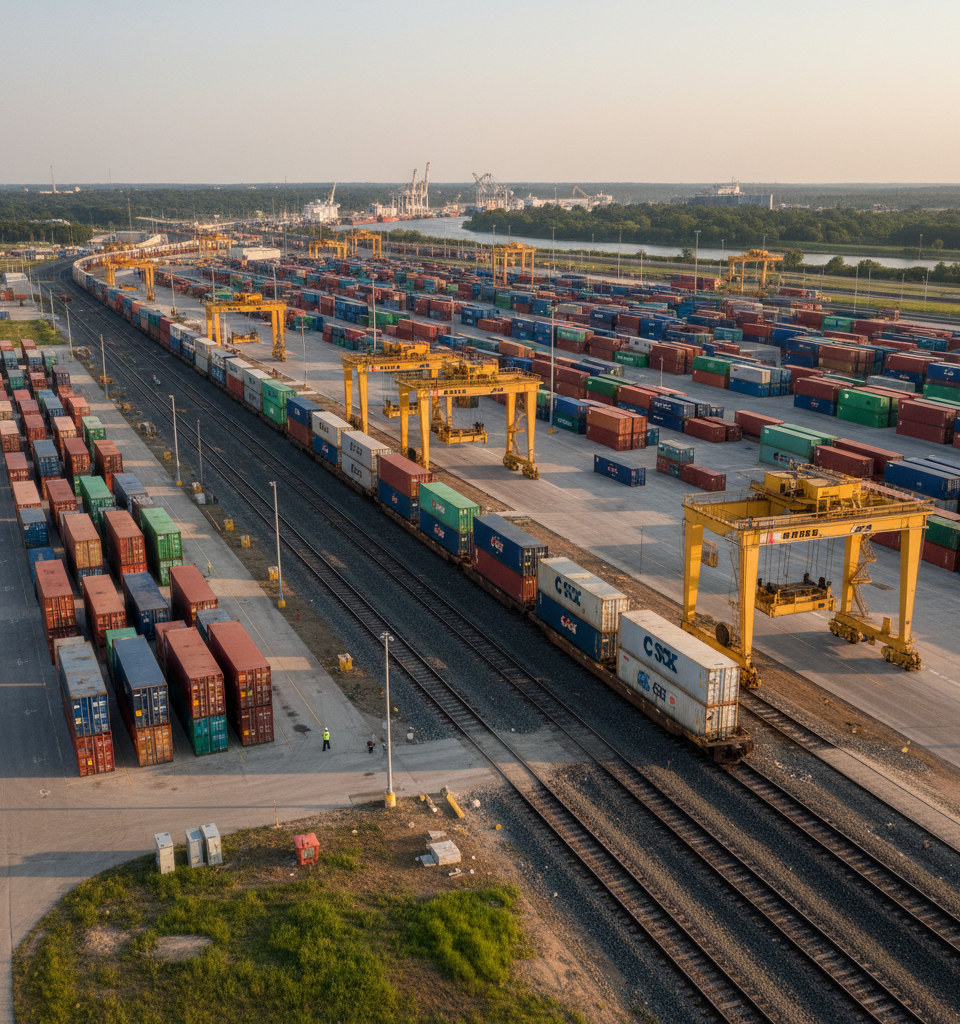 Alabama's New $100M Inland Rail Terminal to Boost Port Connectivity, Capacity — AI-generated illustration