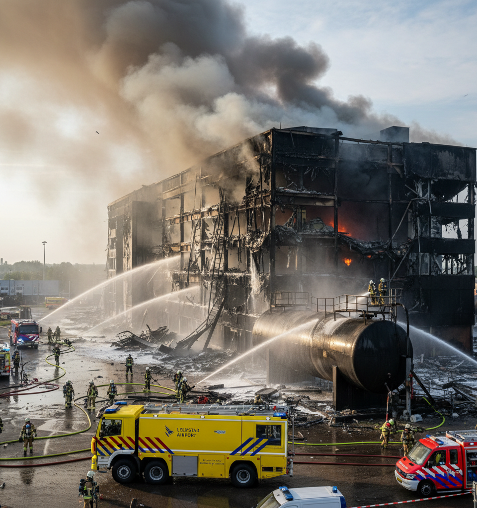 Almere Data Centre Fire: Critical Infrastructure Collapse Exposes Digital Vulnerabilities — AI-generated illustration