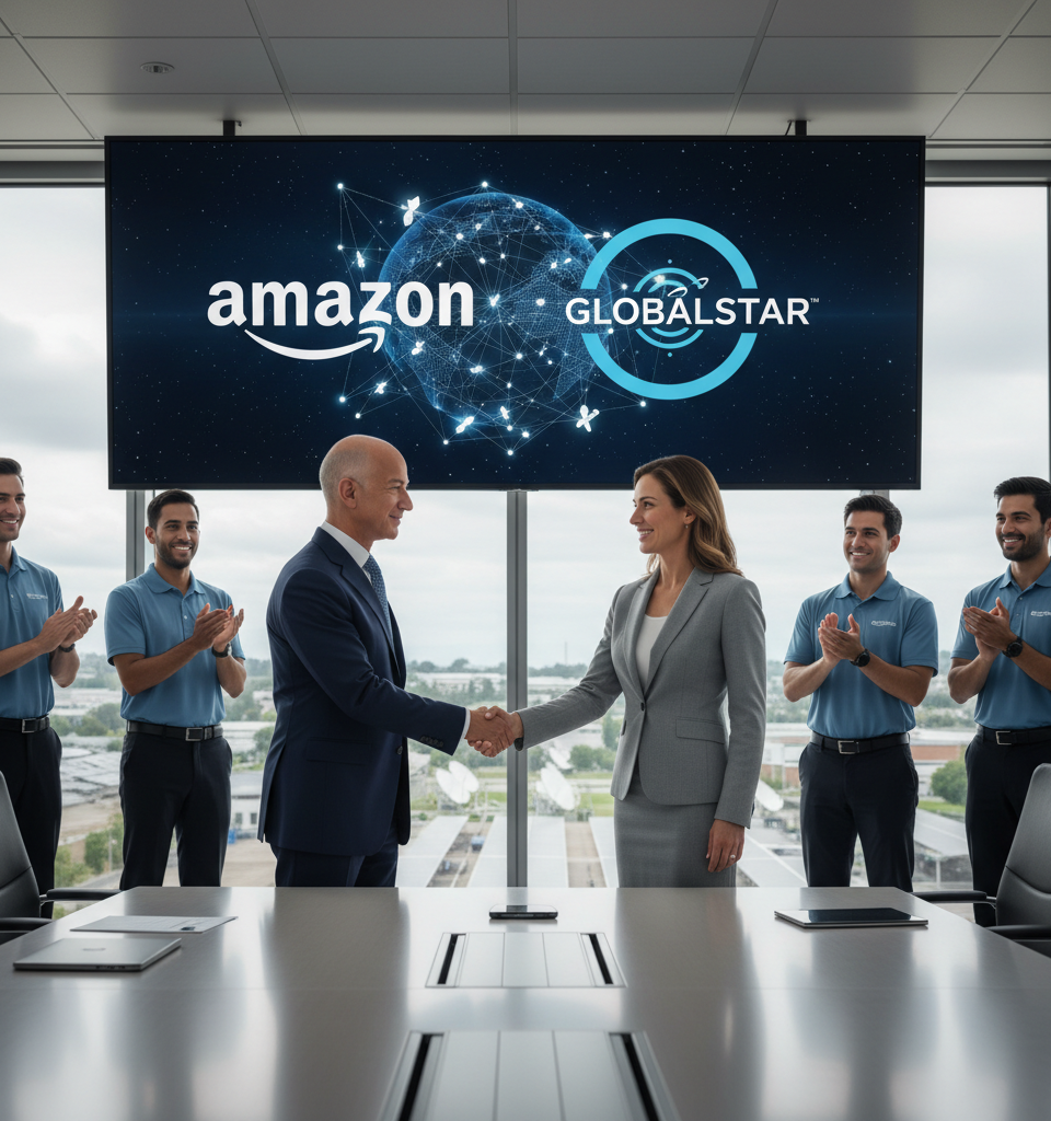 Amazon Acquires Globalstar, Signaling Major Push into Satellite Connectivity and IoT — AI-generated illustration