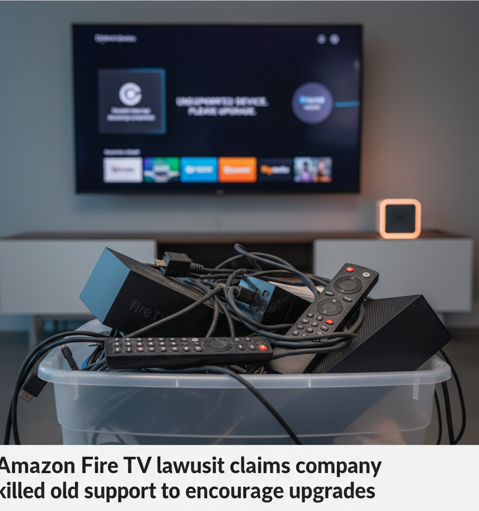 Amazon Fire TV lawsuit claims company killed old support to encourage upgrades — AI-generated illustration