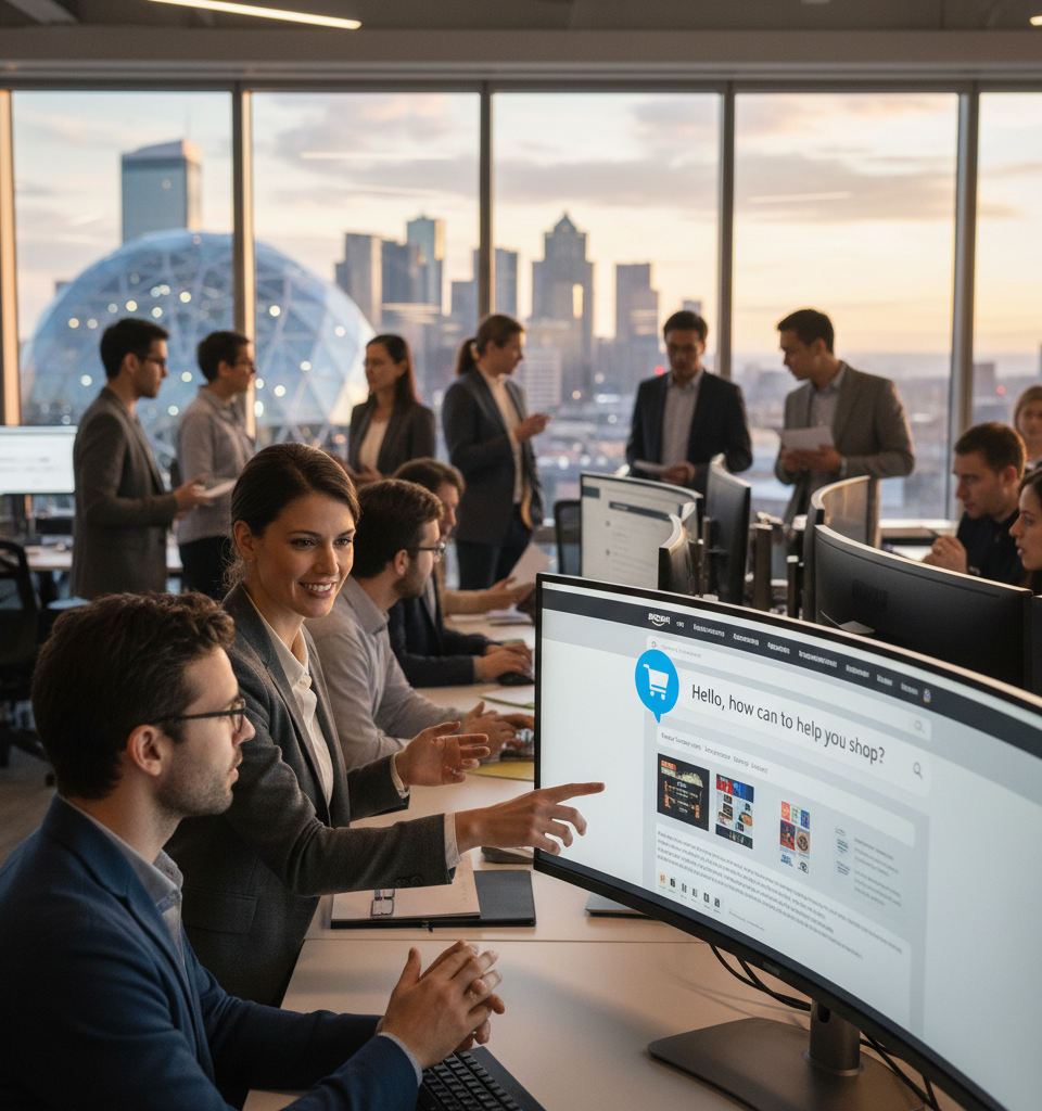 Amazon Integrates AI Shopping Assistant into Main Search, Intensifying Agentic Commerce Race — AI-generated illustration