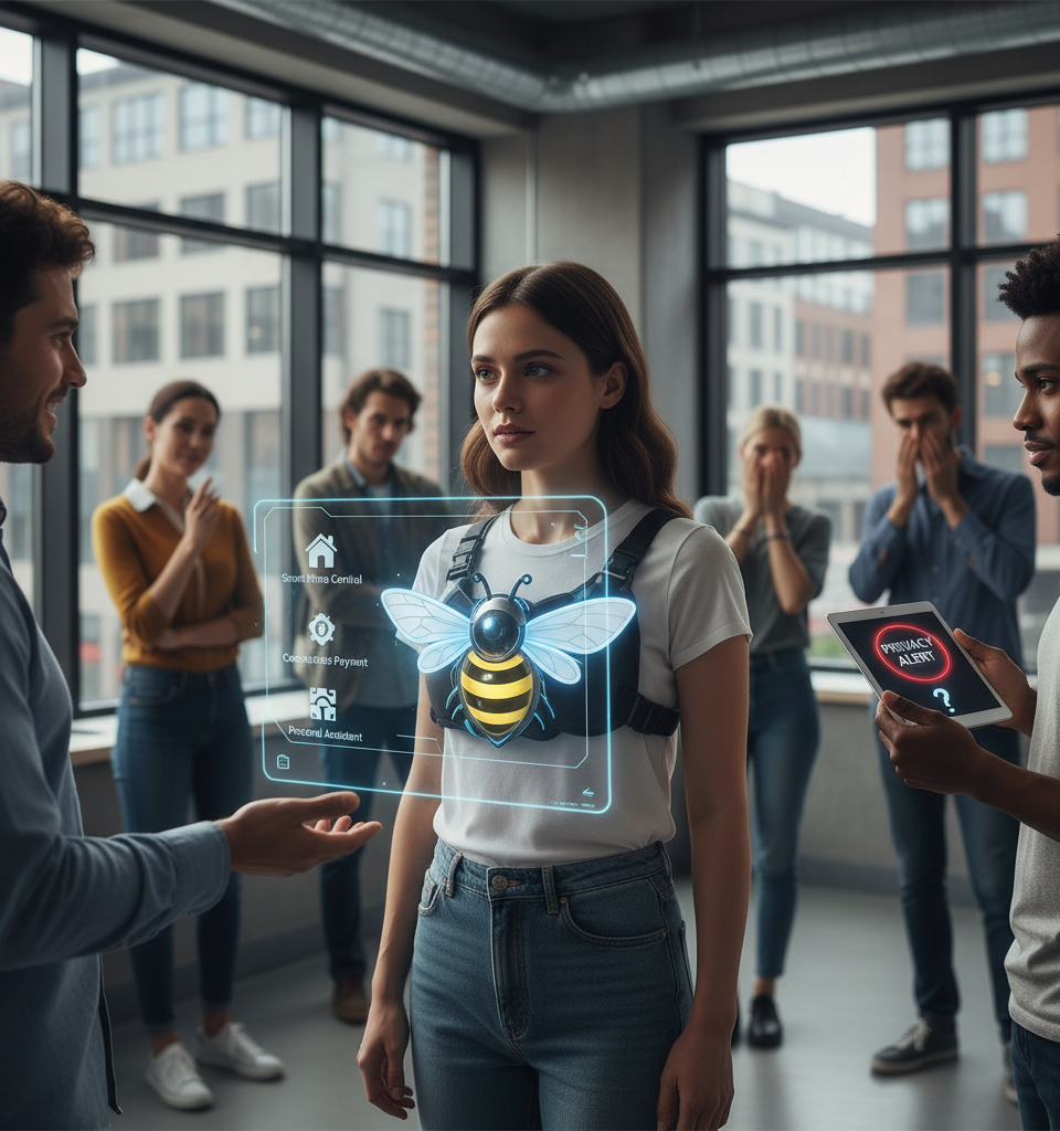 Amazon's Bee Wearable Presents Intriguing Blend of Convenience and Privacy Concerns — AI-generated illustration