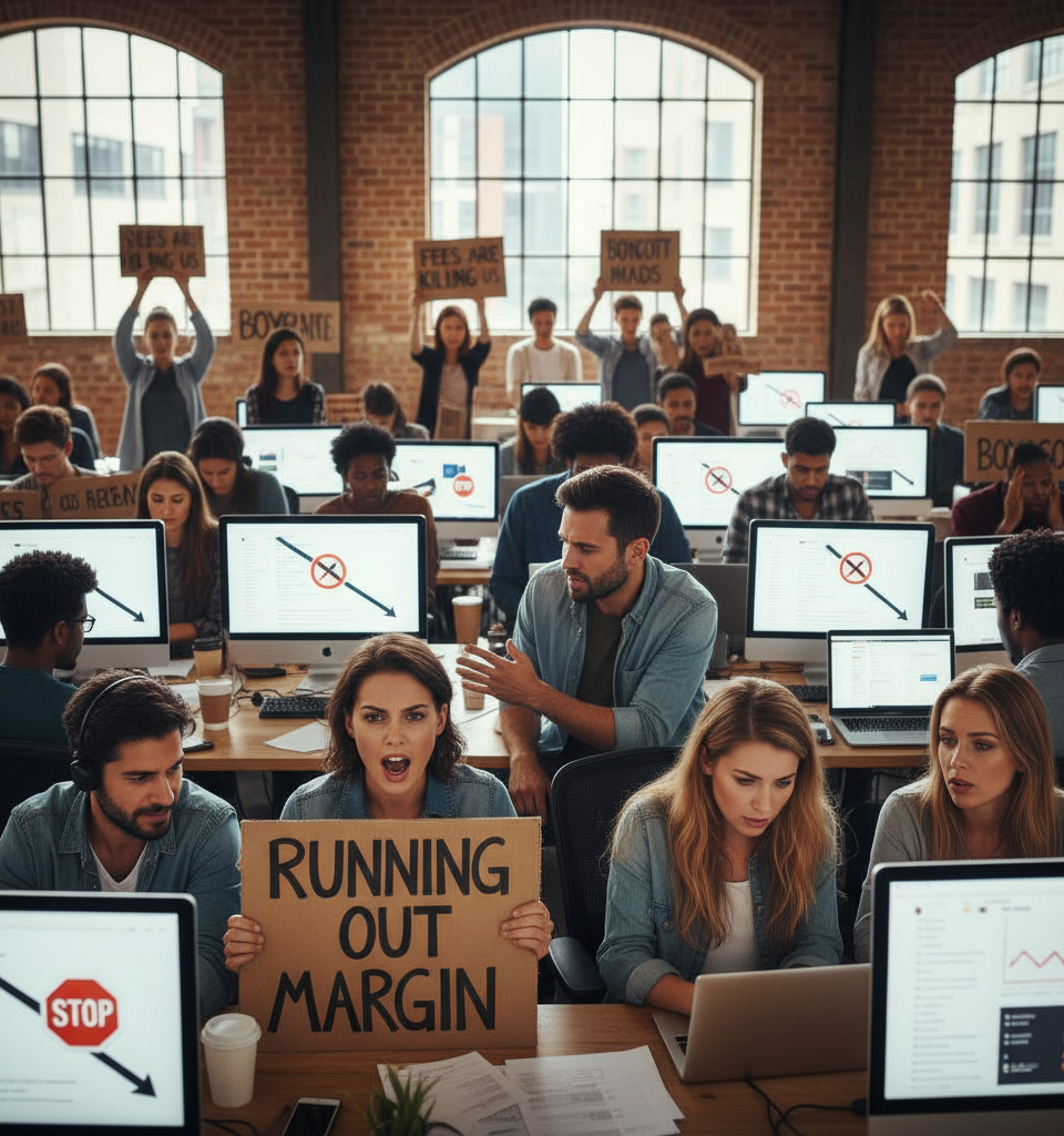 Amazon Sellers Launch Ad Boycott Amid Profit Squeeze: 'Running Out of Margin' — AI-generated illustration