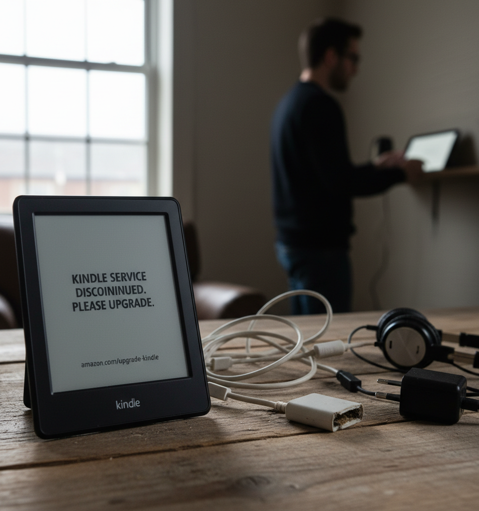 Amazon Sunsets Older Kindle Support, Forcing Upgrade for Early Adopters — AI-generated illustration