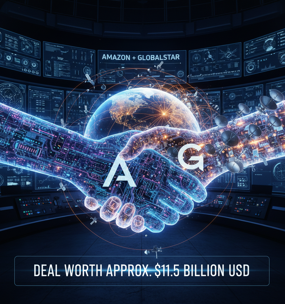 Amazon to buy Globalstar to bolster Leo satellite business in deal worth about $11.5 billion — AI-generated illustration