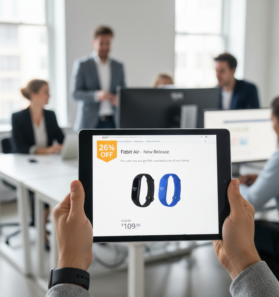 Amazon Unveils Aggressive Pre-Order Discount on New Fitbit Air, Bundling Free Band — AI-generated illustration