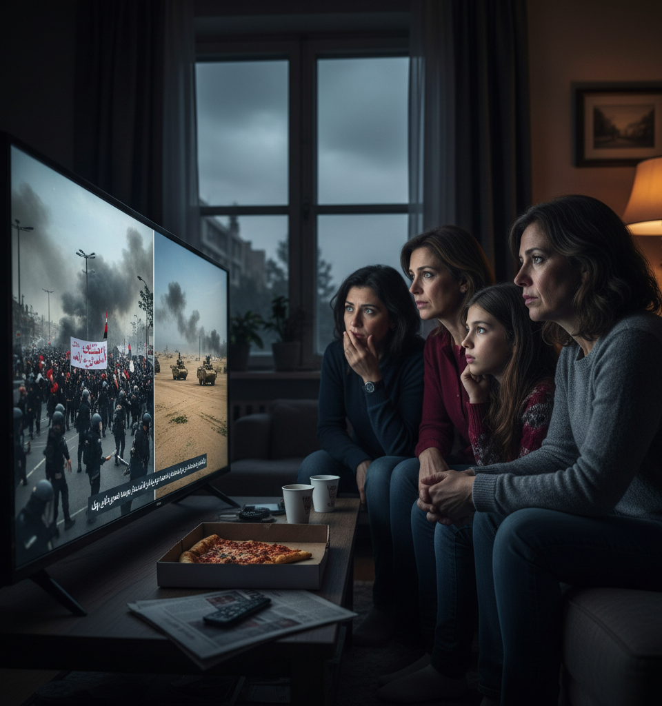 America Unsettled: Seven Weeks Into Iran Conflict, Unease Persists as Truce Falters — AI-generated illustration