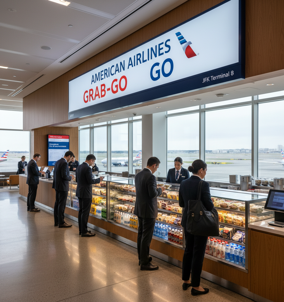American Airlines to Unveil Grab-and-Go Lounge at New York's JFK — AI-generated illustration