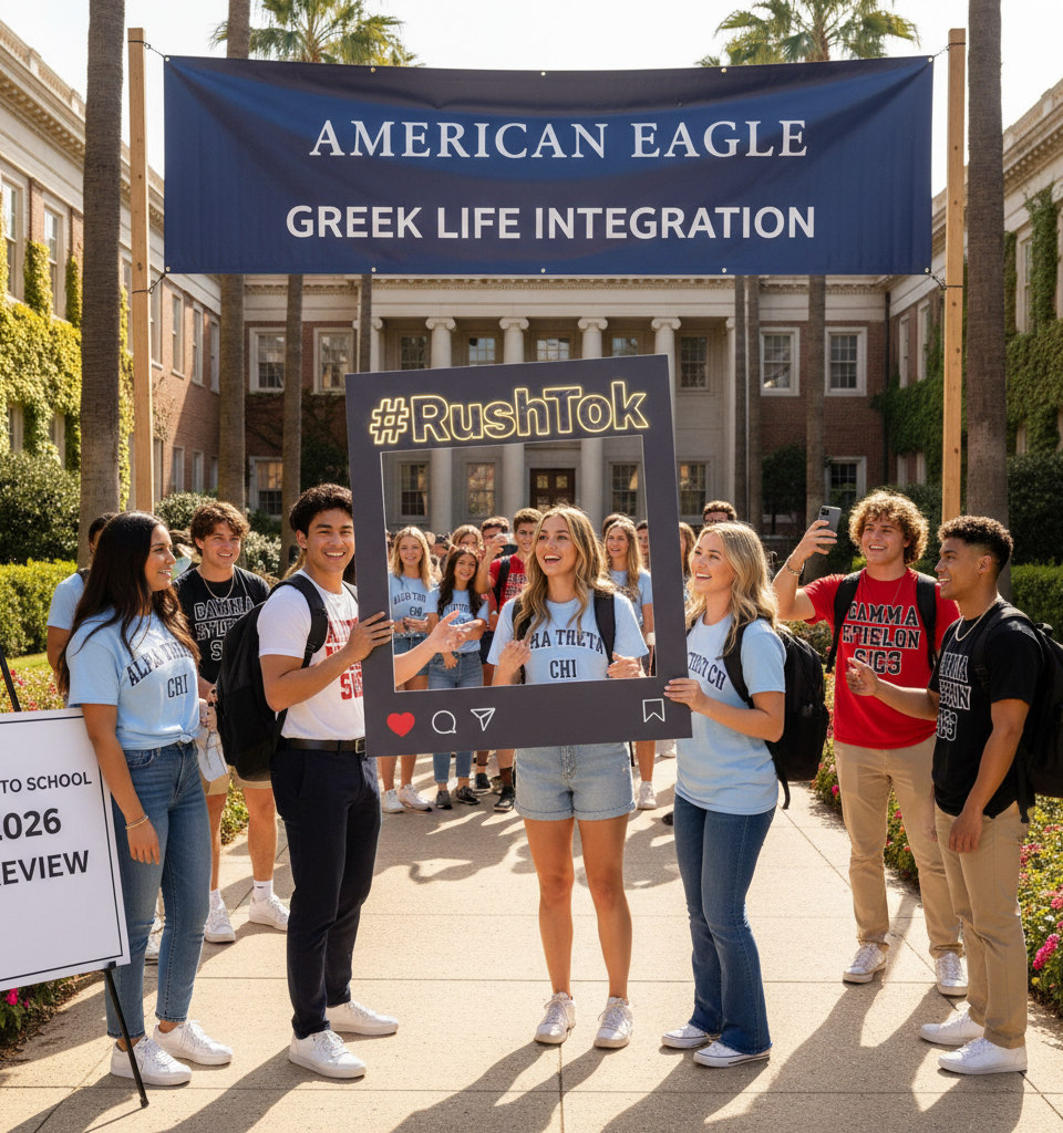 American Eagle to Integrate into Greek Life with #RushTok Program Ahead of 2026 Back-to-School Season — AI-generated illustration