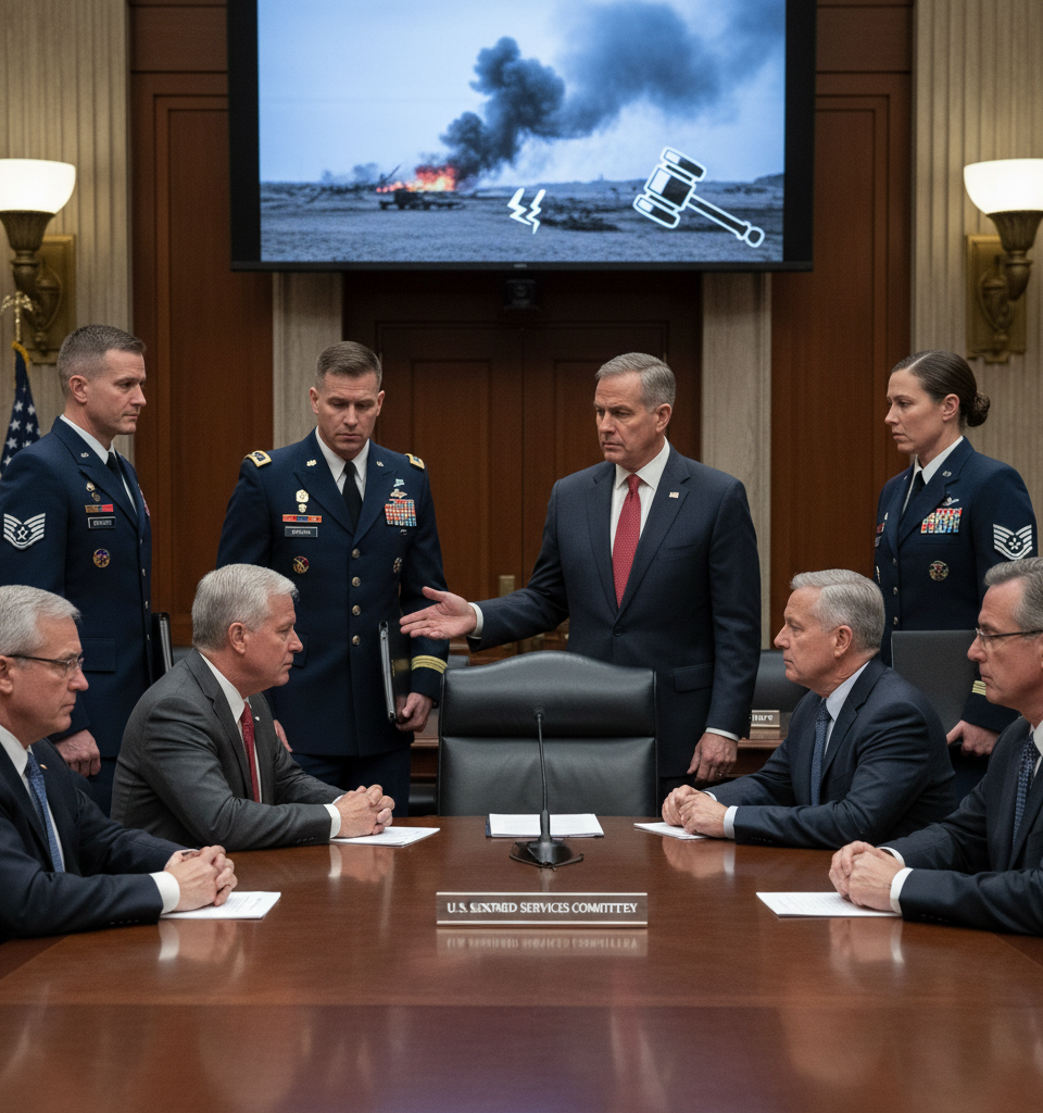 Amid War, G.O.P. Puts Off Testimony From Senior Pentagon Commanders — AI-generated illustration