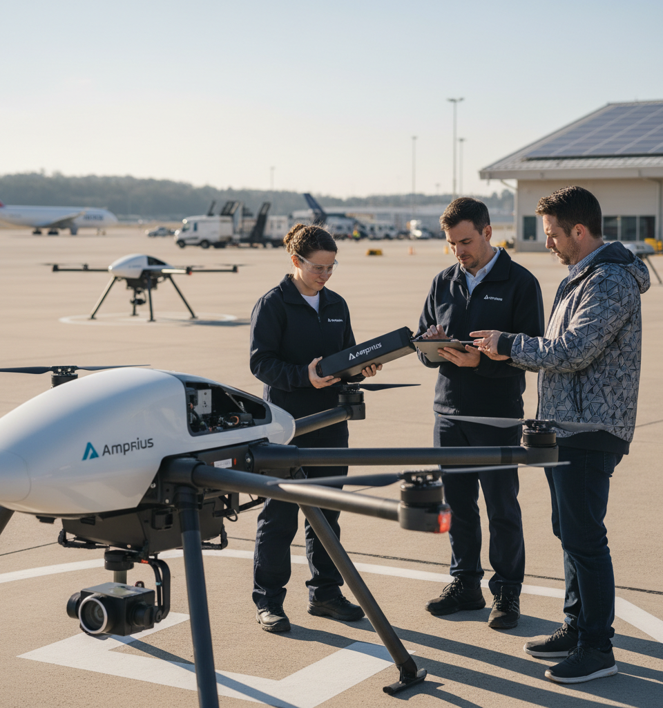 Amprius & Matternet Partner to Power Drone Delivery with Silicon Anode Batteries — AI-generated illustration