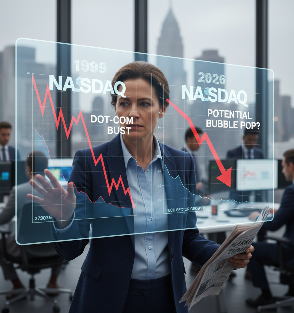 Analyst Fears Market Bubble Popping: Is 2026 Echoing 1999's Tech Bust? — AI-generated illustration
