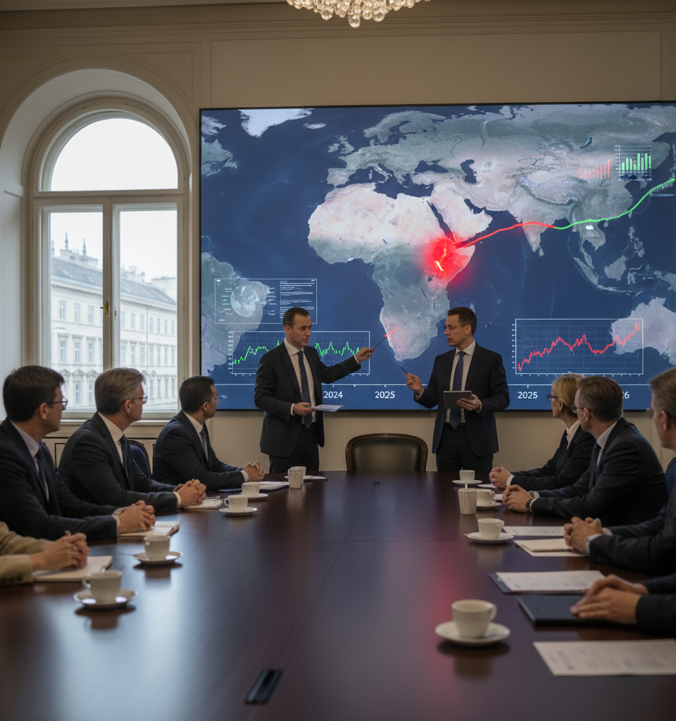 Analysts Warn OPEC+ of Prolonged Hormuz Disruption Through 2026 — AI-generated illustration