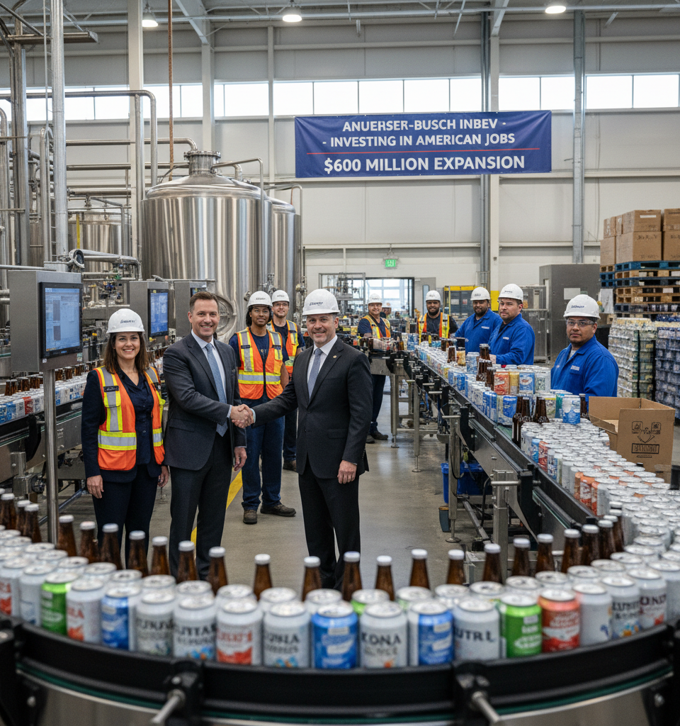 Anheuser-Busch InBev Doubles US Manufacturing Investment to $600M, Bolstering Domestic Operations — AI-generated illustration