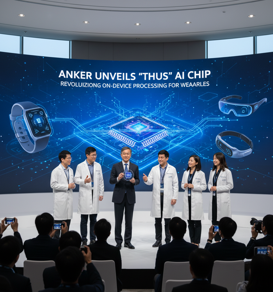 Anker Unveils 'Thus' AI Chip: Revolutionizing On-Device Processing for Wearables — AI-generated illustration