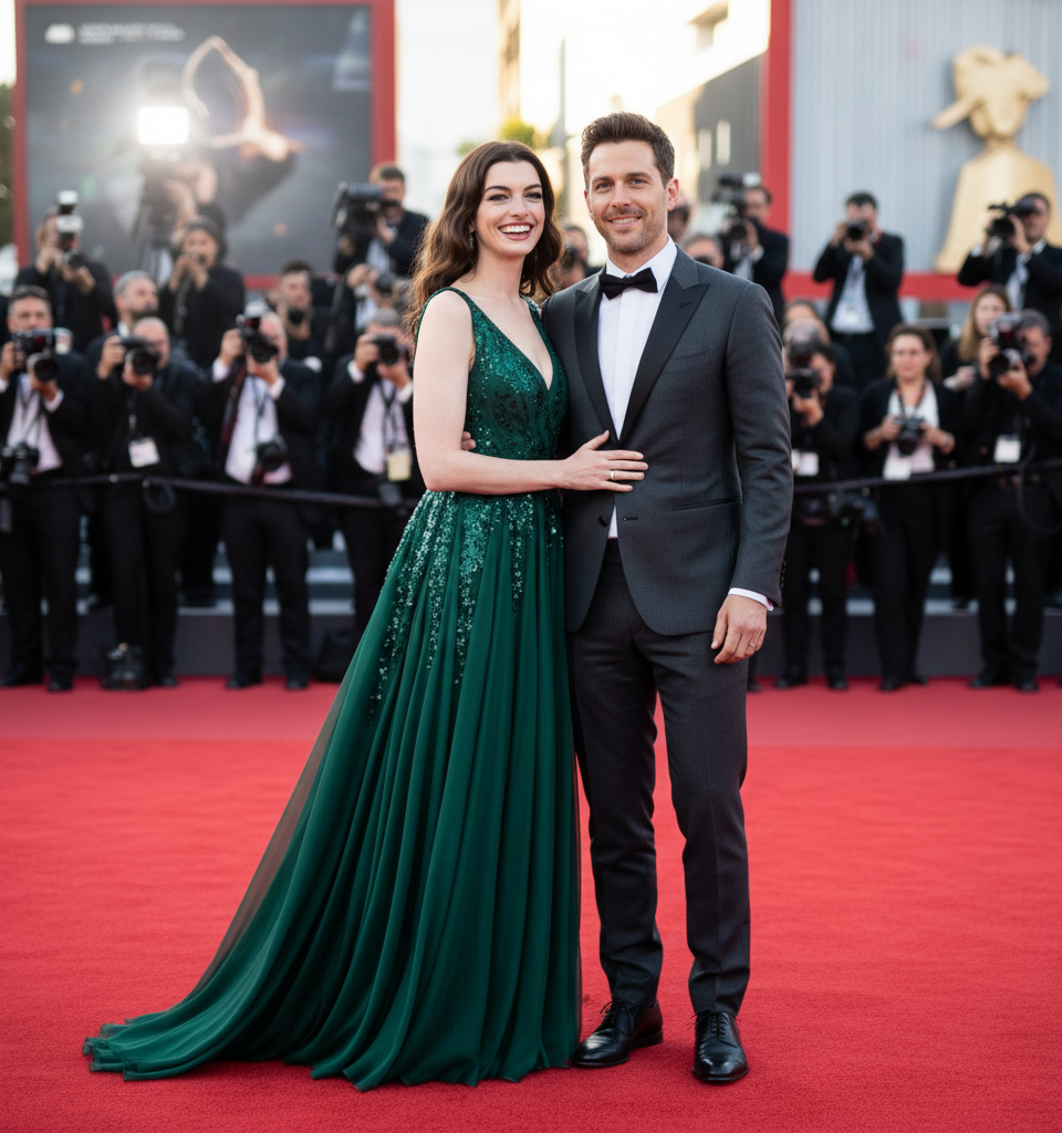 Anne Hathaway Hails Husband Adam Shulman for Pivotal Role in Her Enduring Hollywood Success — AI-generated illustration