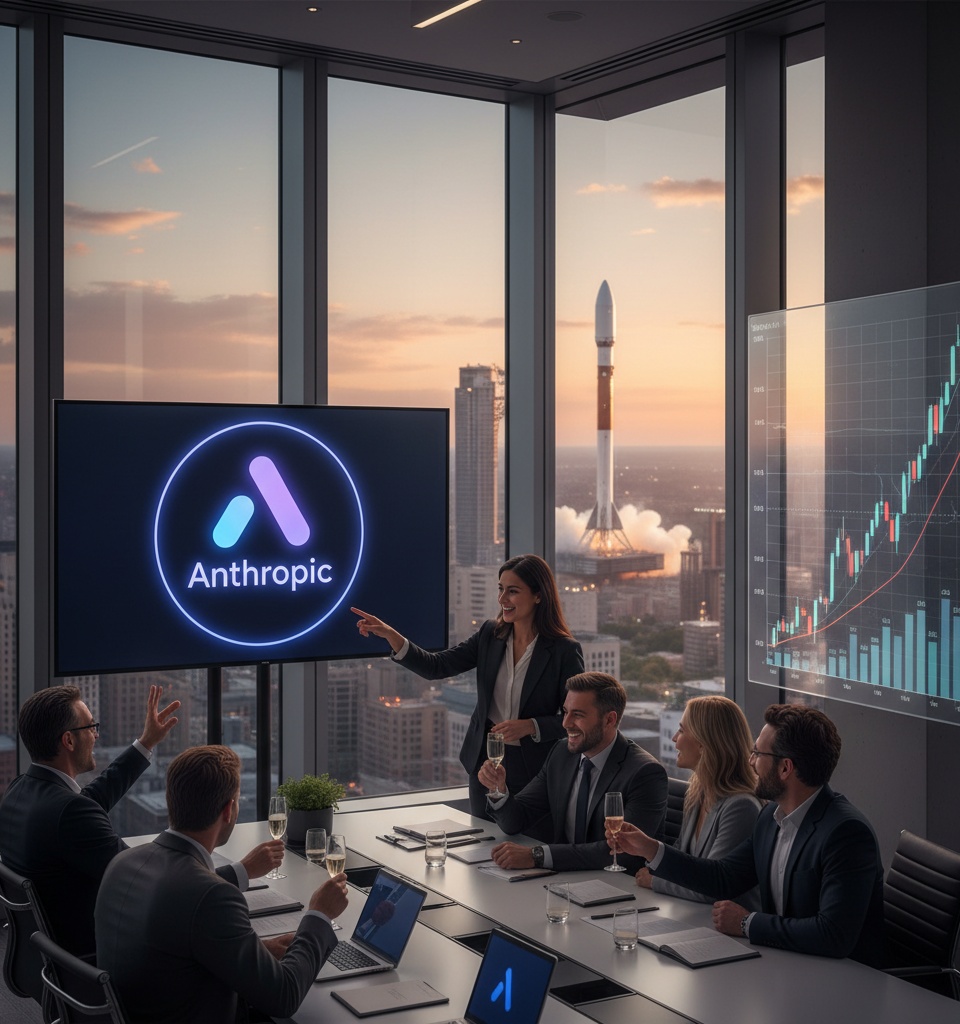 Anthropic is having a moment in the private markets; SpaceX could spoil the party — AI-generated illustration