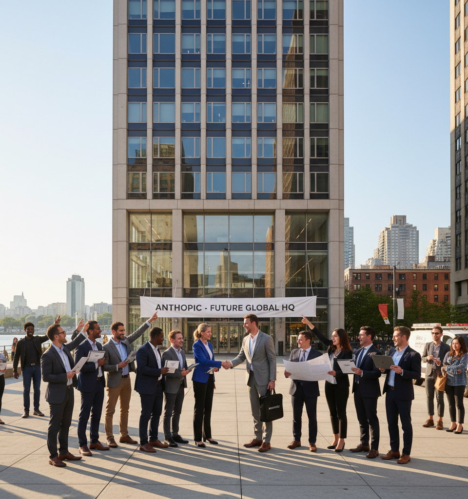 Anthropic Poised for Massive Manhattan Expansion, Secures Entire 330 Hudson Street — AI-generated illustration