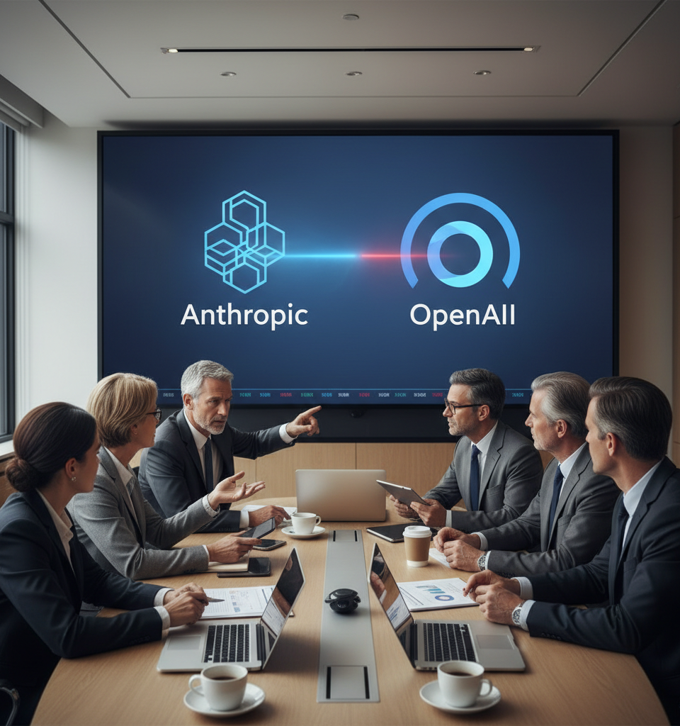 Anthropic's Ascent Prompts Investor Rethink at OpenAI Amidst Valuation Scrutiny — AI-generated illustration