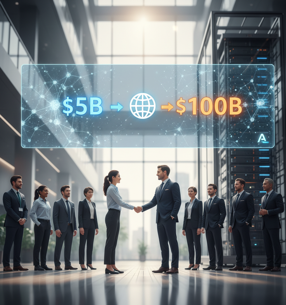Anthropic takes $5B from Amazon and pledges $100B in cloud spending in return — AI-generated illustration