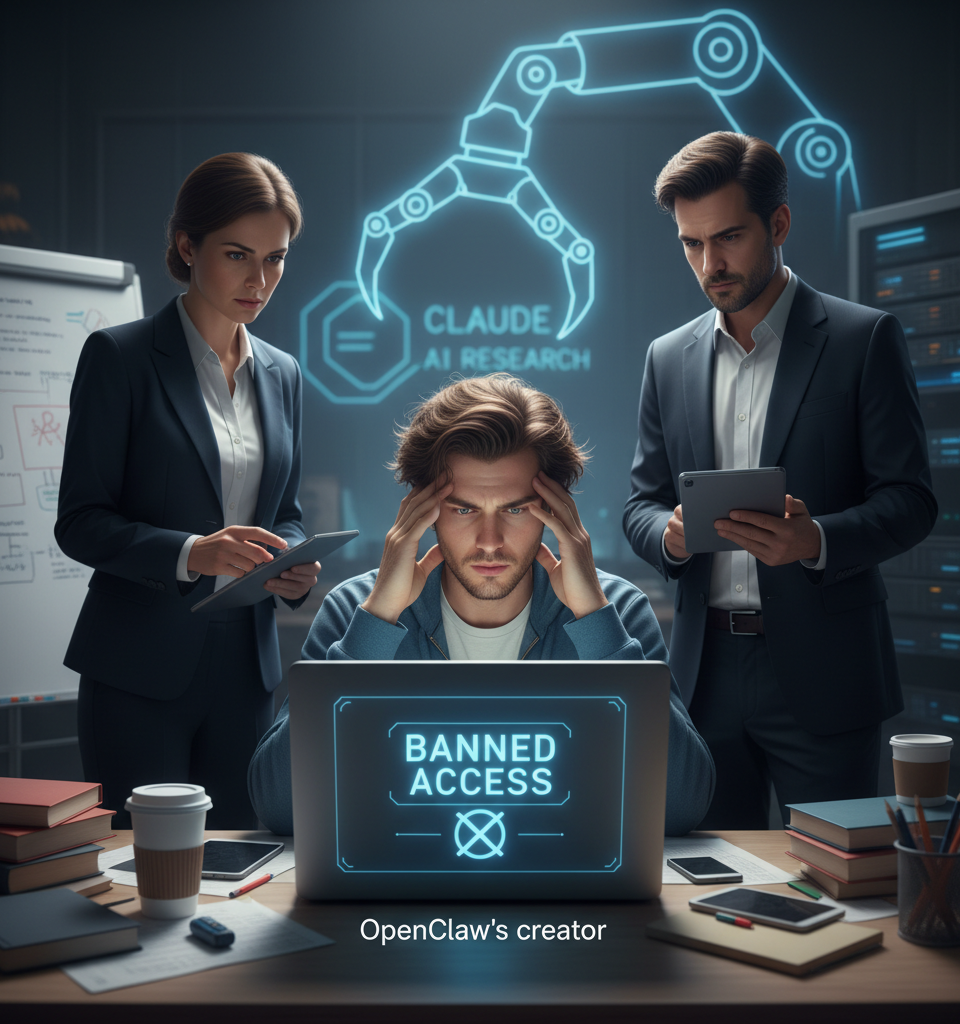 Anthropic temporarily banned OpenClaw’s creator from accessing Claude — AI-generated illustration