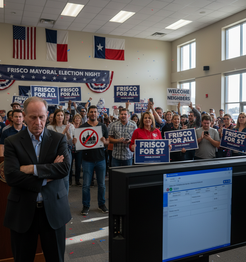 Anti-Islam Candidate Defeated in Frisco Mayoral Race Amid Immigration Debate — AI-generated illustration